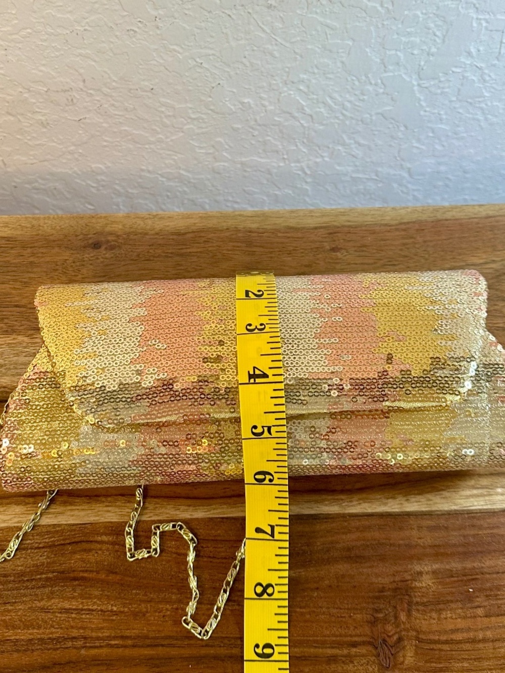 Jessica McClintock Gold Sequin Small Evening Bag - Picture 8 of 10